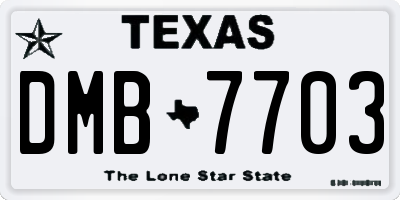 TX license plate DMB7703