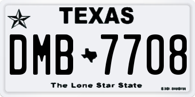 TX license plate DMB7708