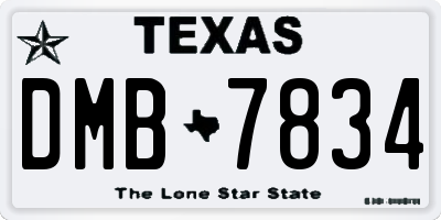 TX license plate DMB7834