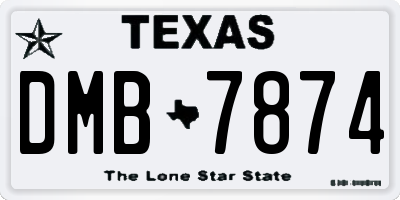 TX license plate DMB7874