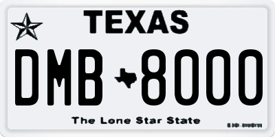TX license plate DMB8000