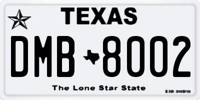 TX license plate DMB8002