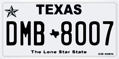 TX license plate DMB8007