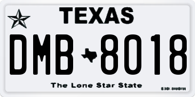 TX license plate DMB8018