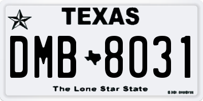 TX license plate DMB8031