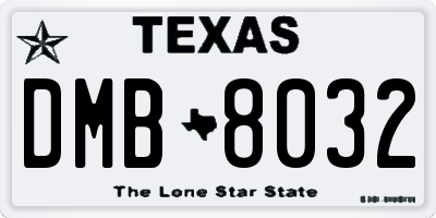 TX license plate DMB8032