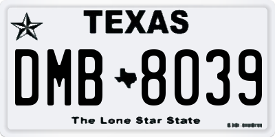TX license plate DMB8039