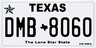 TX license plate DMB8060
