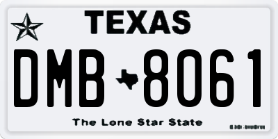 TX license plate DMB8061