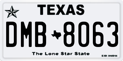 TX license plate DMB8063