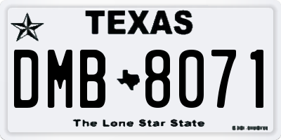 TX license plate DMB8071