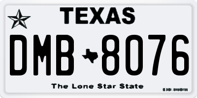 TX license plate DMB8076