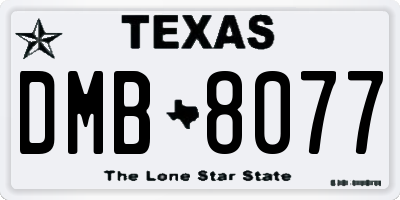 TX license plate DMB8077