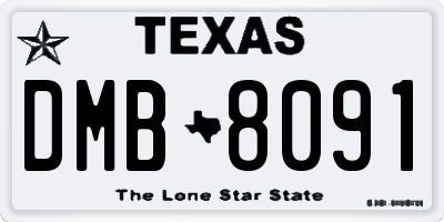 TX license plate DMB8091