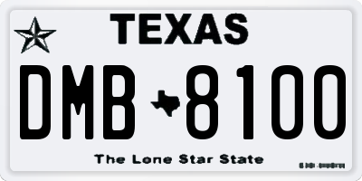 TX license plate DMB8100