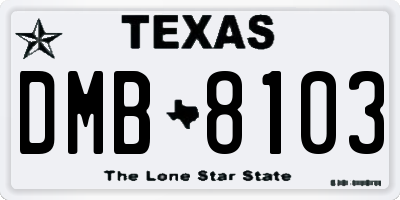TX license plate DMB8103
