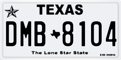 TX license plate DMB8104