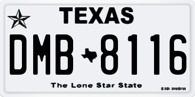 TX license plate DMB8116