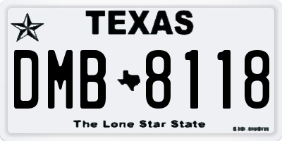 TX license plate DMB8118