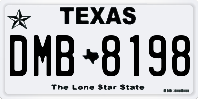TX license plate DMB8198