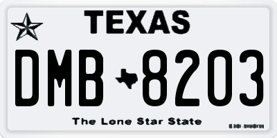 TX license plate DMB8203