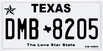 TX license plate DMB8205