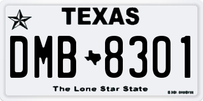 TX license plate DMB8301