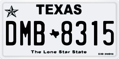 TX license plate DMB8315