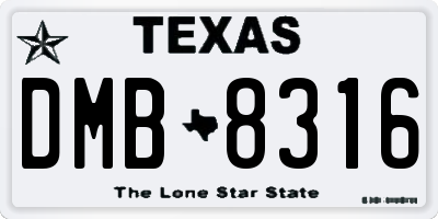 TX license plate DMB8316