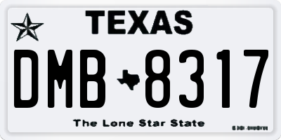TX license plate DMB8317