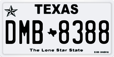 TX license plate DMB8388