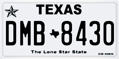 TX license plate DMB8430