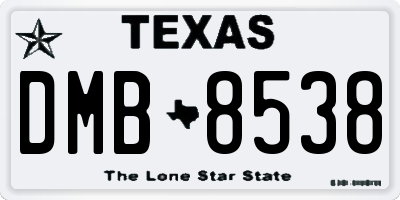 TX license plate DMB8538
