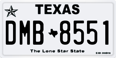 TX license plate DMB8551