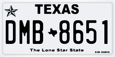 TX license plate DMB8651