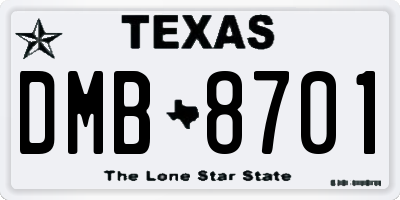 TX license plate DMB8701