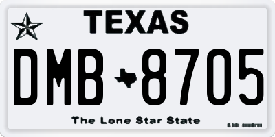 TX license plate DMB8705