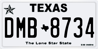 TX license plate DMB8734