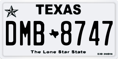TX license plate DMB8747