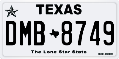 TX license plate DMB8749