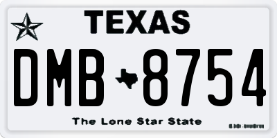 TX license plate DMB8754