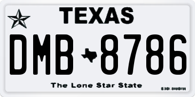 TX license plate DMB8786