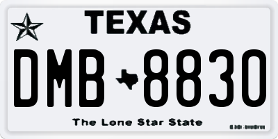 TX license plate DMB8830