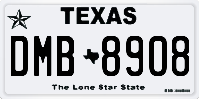 TX license plate DMB8908