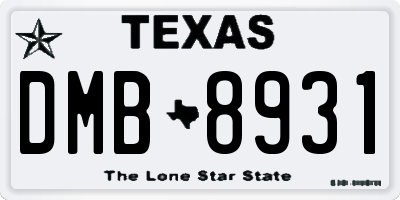 TX license plate DMB8931