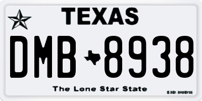 TX license plate DMB8938