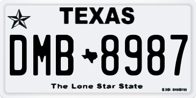 TX license plate DMB8987