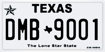 TX license plate DMB9001