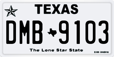 TX license plate DMB9103