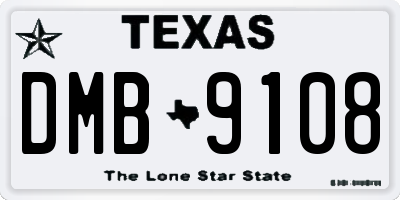 TX license plate DMB9108